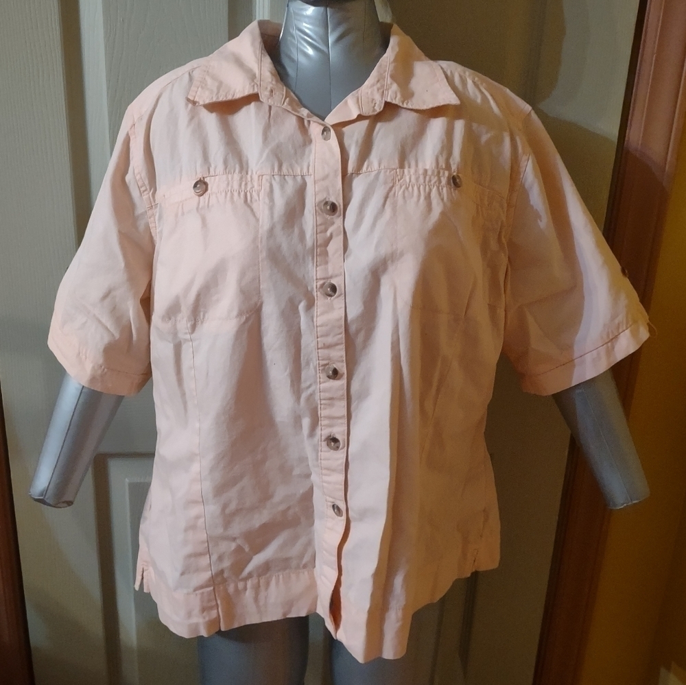C.E. SCHMIDT Womens Work Wear Pink Shirt Size 1x Western Cowgirl
